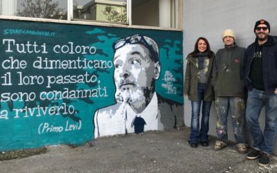 Un Murales dedicato a Primo Levi realizzato all’esterno della sede comunale nell’ambito del progetto ‘START GRAFFITI LOVERS’