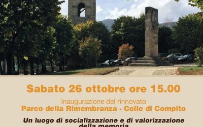 Sabato 26 ottobre l’inaugurazione del rinnovato Parco della Rimembranza di Colle di Compito